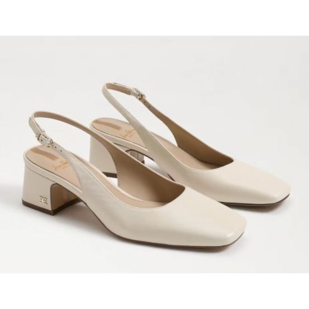 NIB Sam Edelman Terra Slingback Block Heel Ivory Leather Size US 5 $140 [jb]